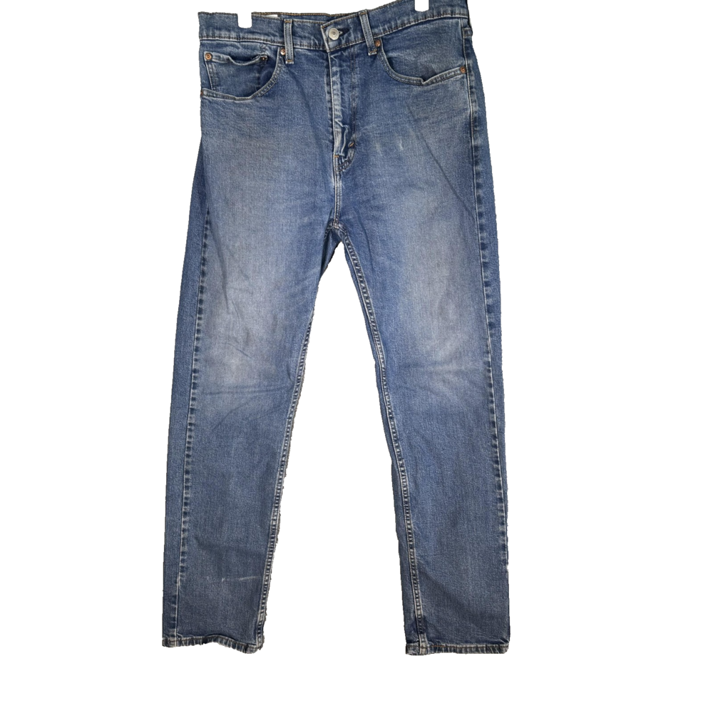 Levi's 505 Jeans Mens 34x32 Blue Medium Wash Straight Leg Stretch Denim Zip Fly